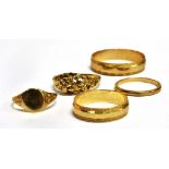 A COLLECTION OF FIVE 9CT GOLD RINGS sizes F ½, K, M ½, N and Z +4, total weight 8grams