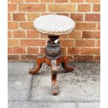 A MAHOGANY DRESSING TABLE MIRROR, the mirror 43cm x 33cm; together with an upholstered piano stool