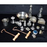 A MISCELLANEOUS COLLECTION OF SILVER, SILVER PLATE AND METAL Items to include a silver and Connemara