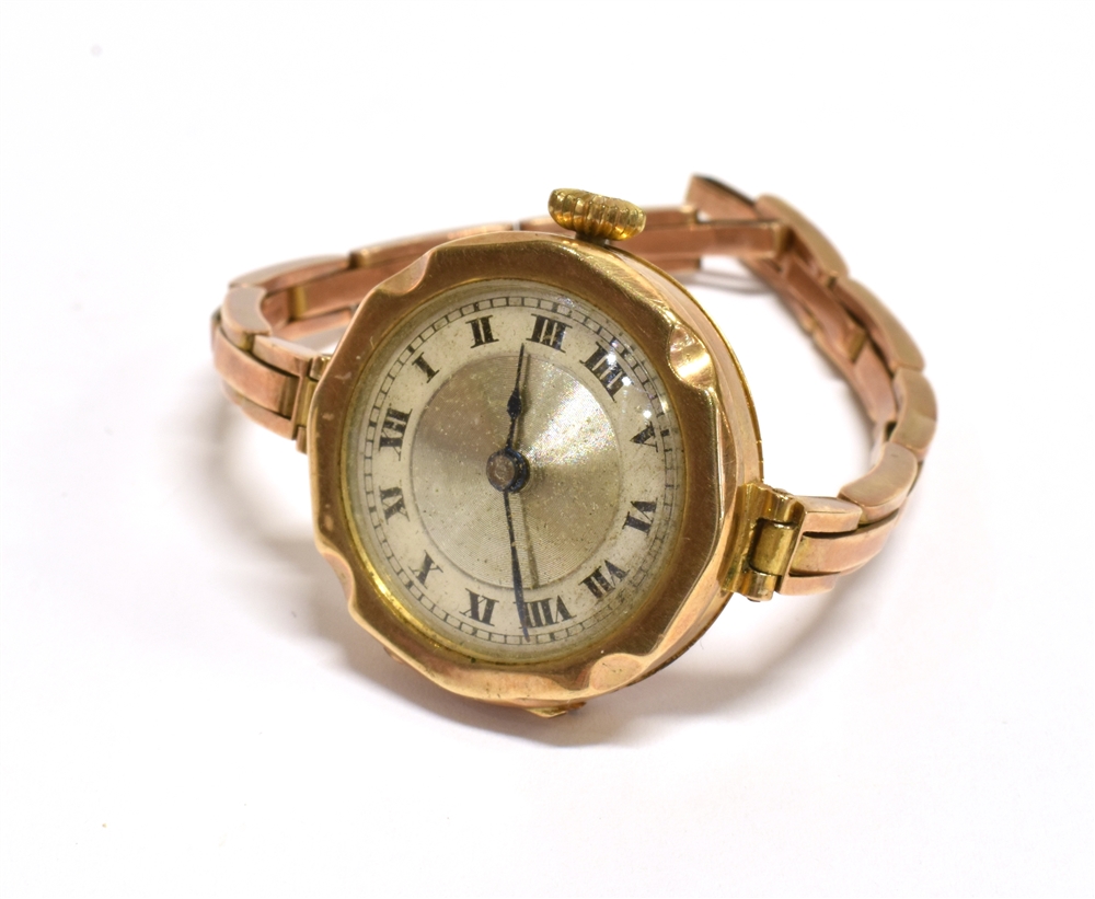 A 9CT GOLD ROSE GOLD VINTAGE WRISTWATCH The inside case marked LAGAROS Swiss made 15 jewels, strap - Bild 3 aus 3