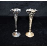 A PAIR OF SILVER POSY VASES By James Dixon & Son, height 14cm