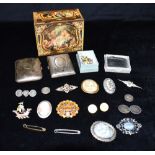 A COLLECTION OF SILVER jewellery and collectables, two silver cigarette cases, weight 138grams, a