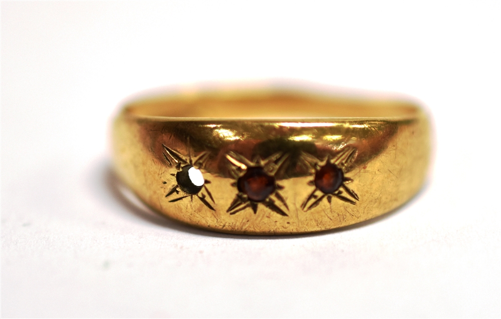 TWO RINGS A marked DIA 12pts yellow and white metal thin band dress ring, size S, weight 2.2g, - Image 2 of 2