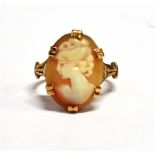A MARKED 9C CAMEO RING size L, weight 2.5grams