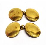 A PAIR OF 18CT GOLD CUFFLINKS Of plain form measurement 1.7 x 1.3cm, hallmarked for Birmingham