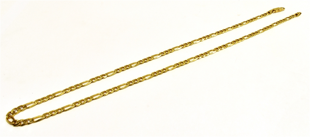 A STAMPED 750 YELLOW METAL FIGARO CHAIN NECKLACE length 47.5cm, weight 19.7grams Condition