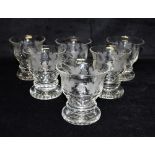 A SET OF SIX GLASS SUNDAE DISHES engraved with vine leaves, 10cm diameter, 11cm high Condition