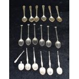 A COLLECTION OF SILVER, WHITE METAL AND SILVER PLATED TEASPOONS A collection of six hallmarked