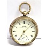 A KAYS CLIMA LEVER OPEN FACED POCKET WATCH The watch with signed dial, gilt batons, black roman