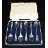 A CASED SET OF SIX LATE VICTORIAN SILVER TEASPOONS The teaspoons with Kings pattern handles and