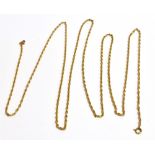 A YELLOW LONG GUARD CHAIN the chain is made up of anchor links measuring 159cm in length, with
