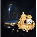 A FRENCH GILT METAL FIGURAL MANTLE CLOCK the 8-day Japy Freres movement numbered 12339 striking on a