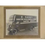 PHOTOGRAPH - TAUNTON, SOMERSET A black and white photograph of a sign-written tradesman's lorry,