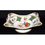 A REGENCY PERIOD DERBY TWIN HANDLED BOWL with floral painted and gilt decoration, 30cm wide, painted
