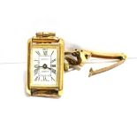 A VINTAGE 9CT GOLD LADIES COCKTAIL BRACELET WATCH The tank case with faded 375 mark to the rear, the