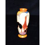A CLARICE CLIFF 'BIZARRE' WARE VASE decorated in the 'Summerhouse' pattern, 14.5cm high Condition