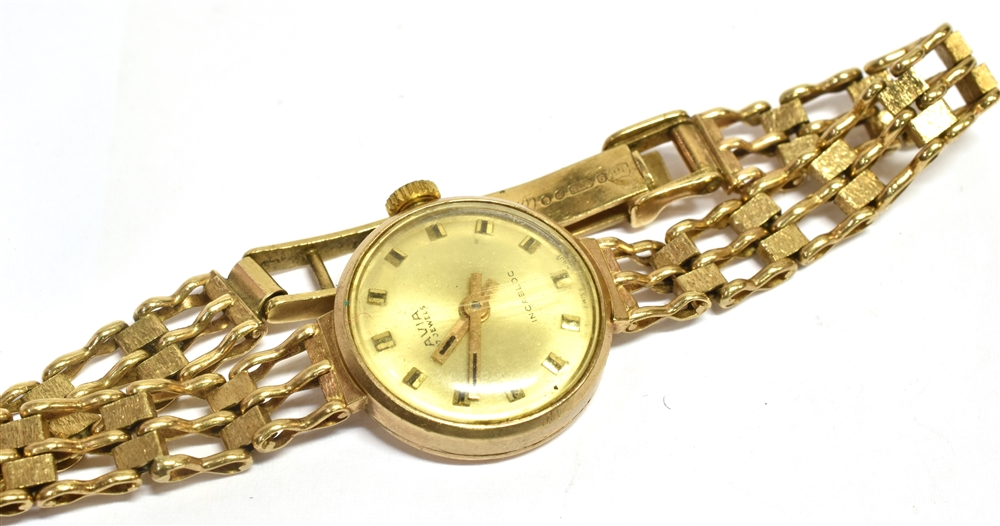 A LADIES AVIVA 17 JEWELS INCABLOC BRACELET WATCH The strap with 9.375 faded hallmark, the circular - Image 2 of 2