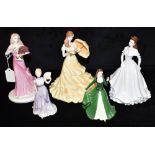 FIVE BOXED COALPORT FIGURES: 'Language of Flowers I love You - Red Roses', numbered 131/2000 (with