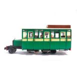 [32MM NARROW GAUGE]. A DIESEL RAILBUS green and pale yellow livery, with an electric motor.