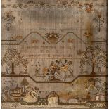 A GEORGE III SAMPLER incorporating a verse 'Be Wise O Youth, On God Alone Rely...', floral and