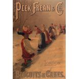 A PEEK, FREAN & CO'S BISCUITS & CAKES ADVERTISING PRINT linen-backed, in original frame stamped '