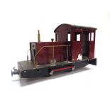 [32MM NARROW GAUGE]. A SALEM LOCO WORKS 0-4-0 DIESEL LOCOMOTIVE maroon livery, with an electric