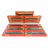 [OO GAUGE]. ELEVEN ASSORTED HORNBY COACHES comprising six S.R., green livery, and five G.W.R., brown