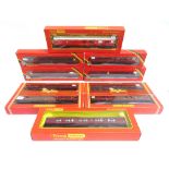 [OO GAUGE]. NINE ASSORTED HORNBY L.M.S. COACHES lined maroon livery; together with a Tri-ang