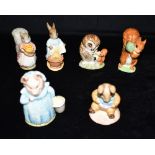 SIX ROYAL ALBERT 'BEATRIX POTTER' FIGURINES; to include; Aunty Pettitoes; Cecily Parsley; Goody