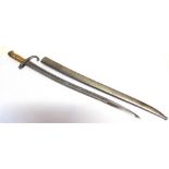 MILITARIA - A FRENCH M1866 'CHASSEPOT' YATAGHAN SWORD BAYONET the 57.5cm steel blade inscribed to