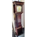 A 19TH CENTURY LONGCASE CLOCK the brass dial with silvered chapter ring, subsidiary seconds dial,