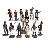 ASSORTED METAL MODEL SOLDIERS comprising a Sentry Box Infantryman, circa 1800, on a wooden plinth