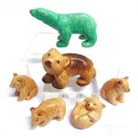 SIX SYLVAC BEAR FIGURINES the largest 13.5cm long. Condition Report : Generally good condition; some