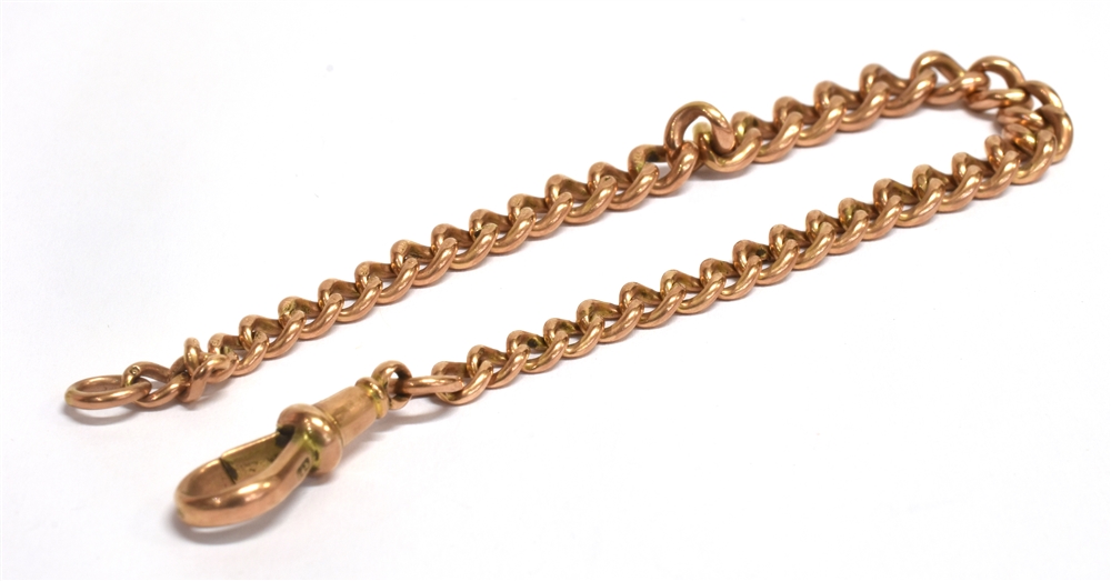 A STAMPED .375 AND 9C ROSE GOLD ALBERT CHAIN Chain length 20cm, chain links stamped 375, jump ring