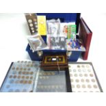 COINS - GREAT BRITAIN & OTHER including pre-1947 silver, (three ring binders; tin; and toolbox).