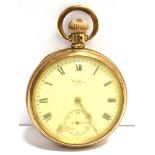 A WALTHAM USA STAR GILT CASED OPEN FACE POCKET WATCH Inside case marked STAR DENNISON watch case