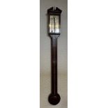 AN INLAID MAHOGANY STICK BAROMETER the silvered register signed 'O COMMITTI & SONS LONDON'