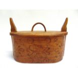 ASSORTED NORWEGIAN COLLECTABLES comprising a traditional bent wood tine [food storage box], 24.5cm