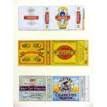 ADVERTISING - TOBACCIANA Approximately seventy-two cigarette packets, mounted to card leaves, (