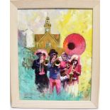 [JAZZ INTEREST]. ALAN WARD, G.R.A. (BRITISH, 1940-2019) 'The Rambling Band at Chipping Sodbury', oil