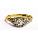 AN OLD CUT DIAMOND SOLITAIRE RING The principal diamond measuring approx 5mm in diameter and set