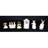 SIX ROYAL ALBERT 'BEATRIX POTTER' FIGURINES to include; Flopsy, Mopsy and Cottontail; Babbitty
