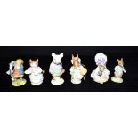 SIX BESWICK 'BEATRIX POTTER' FIGURINES to include; Lady Mouse; Ribby; Mrs Rabbit, each dated to