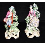 A PAIR OF EDME SAMSON, PARIS FIGURES of a lady and gentleman, on gilt rococo bases, imitating