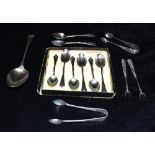 A COLLECTION OF SILVER AND METAL Comprising of six silver teaspoons (cased) an assortment of