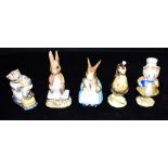 FIVE BESWICK 'BEATRIX POTTER' FIGURINES to include; Amiable Guinea Pig, dated to the underside,