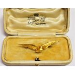 A 15CT GOLD ALBATROSS CASED BROOCH The brooch with a c clasp, hallmarked for Birmingham Maker J.A.R,