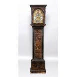 A GEORGE II CHINOISERIE LACQUERED LONGCASE CLOCK the brass dial with matted centre, subsidiary