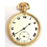 A STAR DENNISON CASED GILT OPEN FACED POCKET WATCH the white enamel dial with black Roman numerals