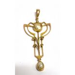 A STAMPED 9CT BLISTER AND SEED PEARL PENDANT PIECE The pendant in typical Art Nouveau style with the